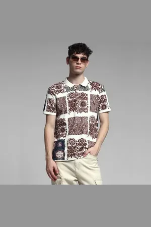 JACK & JONES Brown Artisan Print Cotton Polo