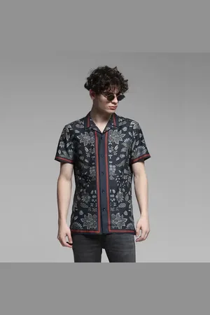 JACK & JONES Dark Blue Floral Print Tencel Shirt