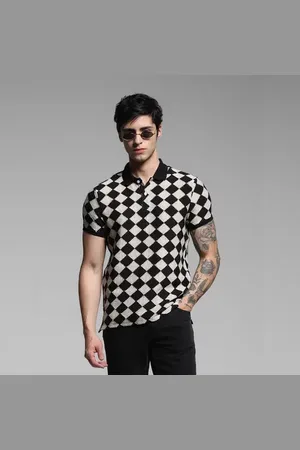 JACK & JONES Black Abstract Print Jacquard Polo