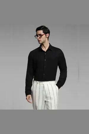 JACK & JONES Black Full Sleeves Knitted Shirt