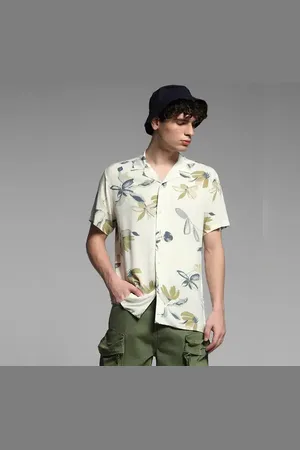 JACK & JONES White Abstract Print Viscose Shirt