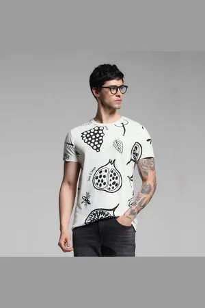 JACK & JONES White Graphic Print Cotton T-shirt