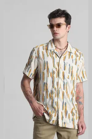 JACK & JONES Beige Embroidered Short Sleeves Shirt