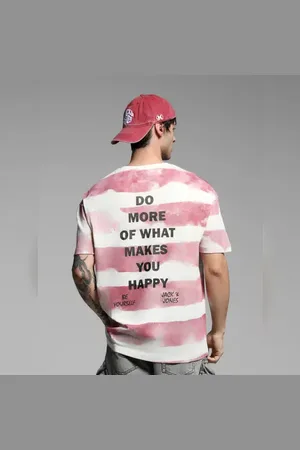 JACK & JONES Red Colourblocked Cotton T-shirt