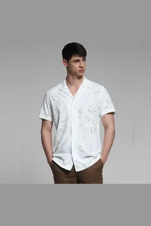 JACK & JONES White Schiffli Viscose Shirt