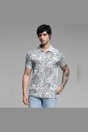 JACK & JONES White Floral Cotton Polo