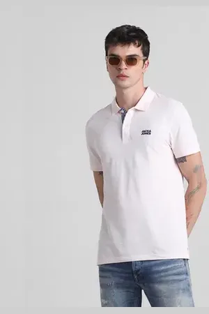 JACK & JONES Pink Cotton Polo T-shirt