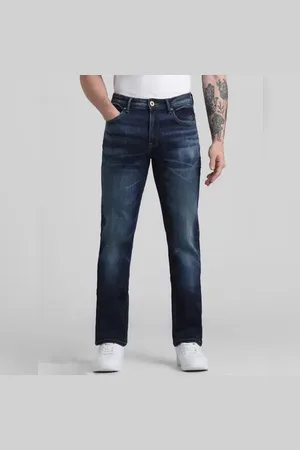 JACK & JONES Dark Blue Mid Rise Washed Clark Regular Fit Jeans