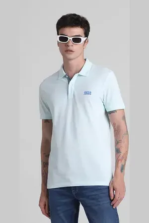 JACK & JONES Blue Check Placket Polo T-shirt