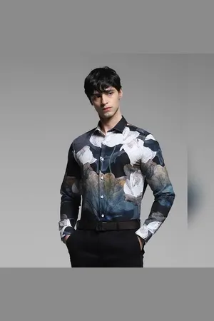 JACK & JONES Grey Printed Linen Shirt