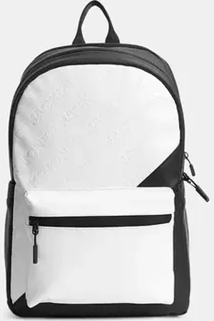 JACK & JONES White Logo Print Colourblocked Backpack