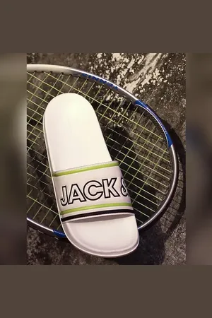 JACK & JONES White Contrast Logo Pool Sliders
