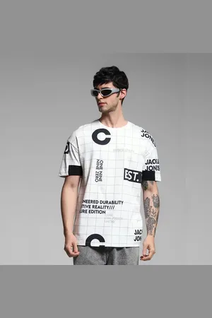 JACK & JONES White Graphic Print Cotton T-shirt