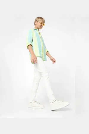 JACK & JONES Boys Off-White Mid Rise Glenn Slim Jeans