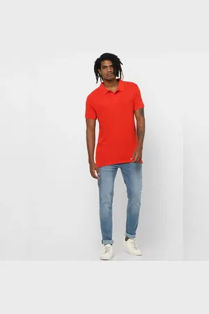 JACK & JONES Bright Orange Polo Neck T-shirt