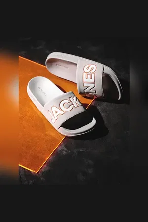 JACK & JONES Grey Contrast Logo PU Pool Sliders