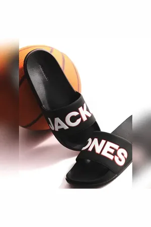 JACK & JONES Black Contrast Logo PU Pool Sliders