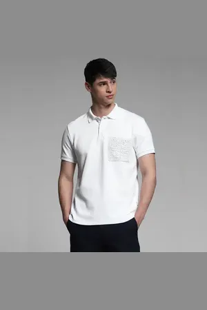 JACK & JONES White Embroidered Pocket Polo