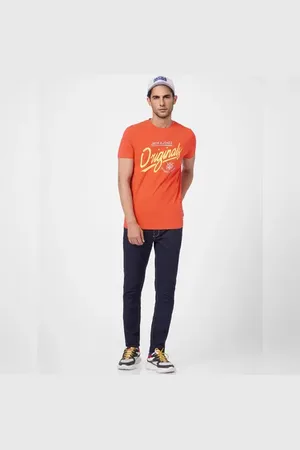 JACK & JONES Orange Graphic Print Crew Neck T-shirt