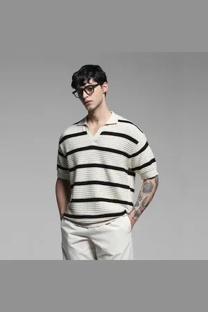 JACK & JONES White Colourblocked Knit Polo
