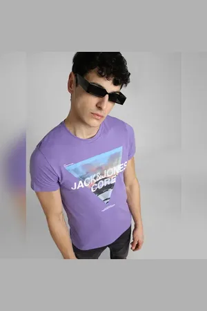 JACK & JONES Purple Graphic Print Crew Neck T-shirt