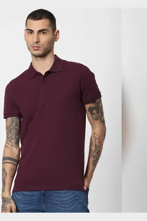 JACK & JONES Burgundy Jacquard Polo Neck T-shirt