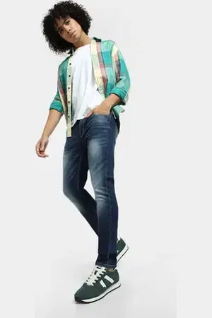 JACK & JONES Blue Low Rise Washed Glenn Slim Fit Jeans