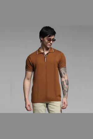 JACK & JONES Brown Contrast Tipping Knitted Polo