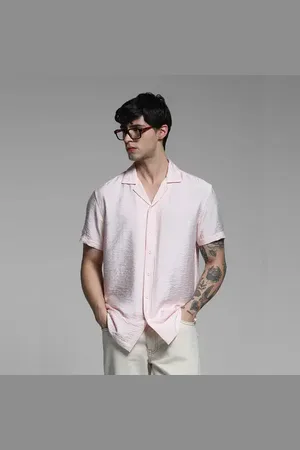 JACK & JONES Light Pink Viscose Comfort Fit Shirt