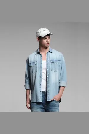 JACK & JONES Light Blue Washed Denim Shirt
