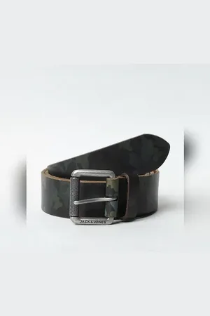 JACK & JONES Green Camo Leather Belt