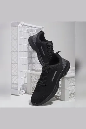 JACK & JONES Black Mesh Logo Print Sneakers
