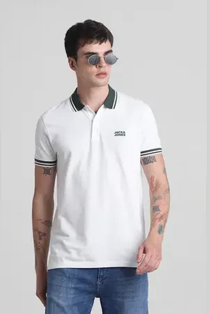 JACK & JONES White Contrast Tipping Polo T-shirt