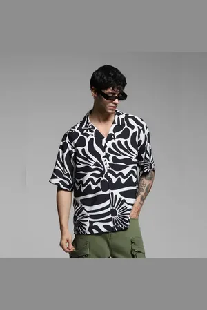 JACK & JONES Black Abstract Print Oversized Shirt