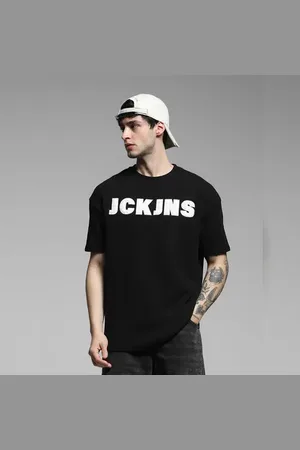 JACK & JONES Black Applique Logo Print Oversized T-shirt