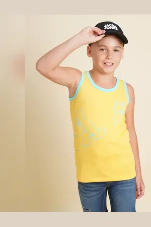 JACK & JONES Boys Yellow Doggo Print T-shirt