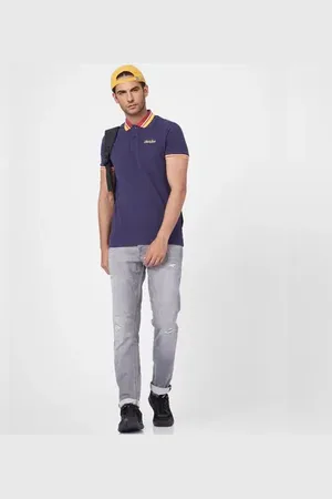 JACK & JONES Blue Contrast Tipping Polo Neck T-shirt