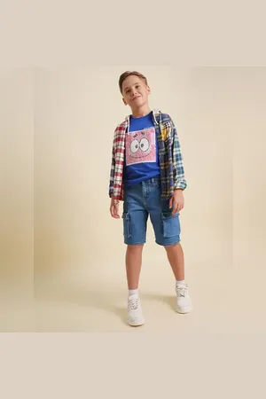JACK & JONES Boys Blue Cotton Denim Shorts