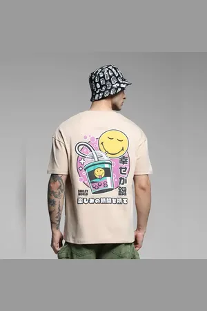 JACK & JONES SmileyWorld Beige Printed Boxy Fit T-shirt