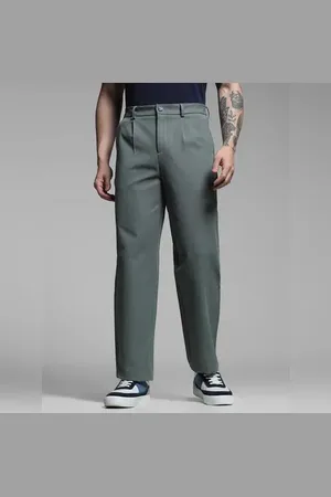 JACK & JONES Green Mid Rise Loose Fit Pants