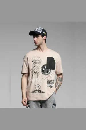 JACK & JONES SmileyWorld Beige Printed Boxy Fit T-shirt