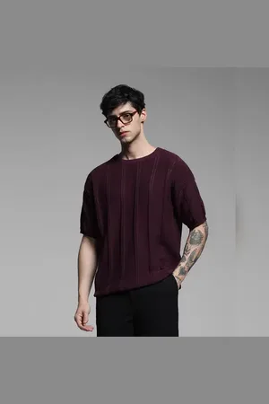 JACK & JONES Dark Purple Knitted Crew Neck T-shirt