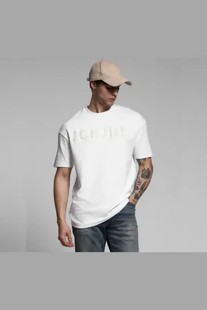 JACK & JONES White Logo Print Crew Neck T-shirt