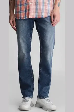 JACK & JONES Blue Mid Rise Clark Regular Fit Jeans