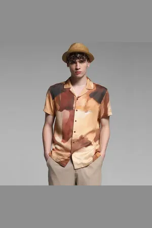 JACK & JONES Brown Printed Lyocell Shirt