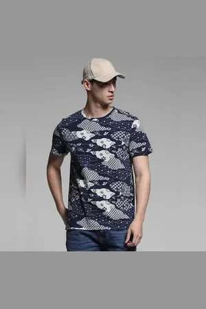 JACK & JONES Blue Printed Cotton T-shirt