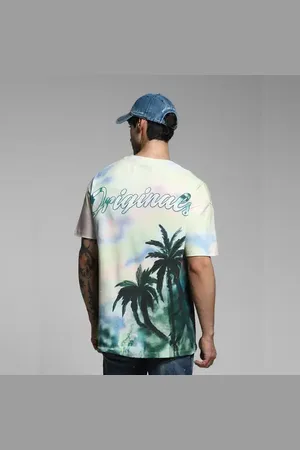 JACK & JONES Light Yellow Tropical Print Oversized T-shirt