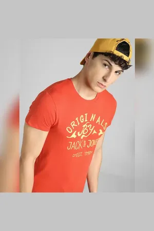 JACK & JONES Red Graphic Print Crew Neck T-shirt
