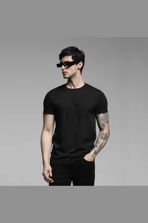 JACK & JONES Black Cotton Crew Neck T-shirt