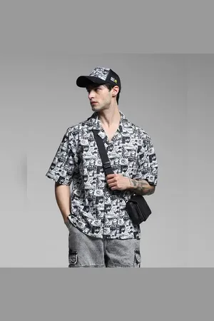 JACK & JONES SmileyWorld Black Printed Oversized Shirt